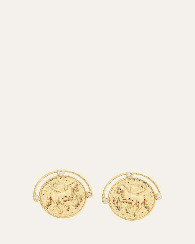Pegasus Coin Stud Earrings